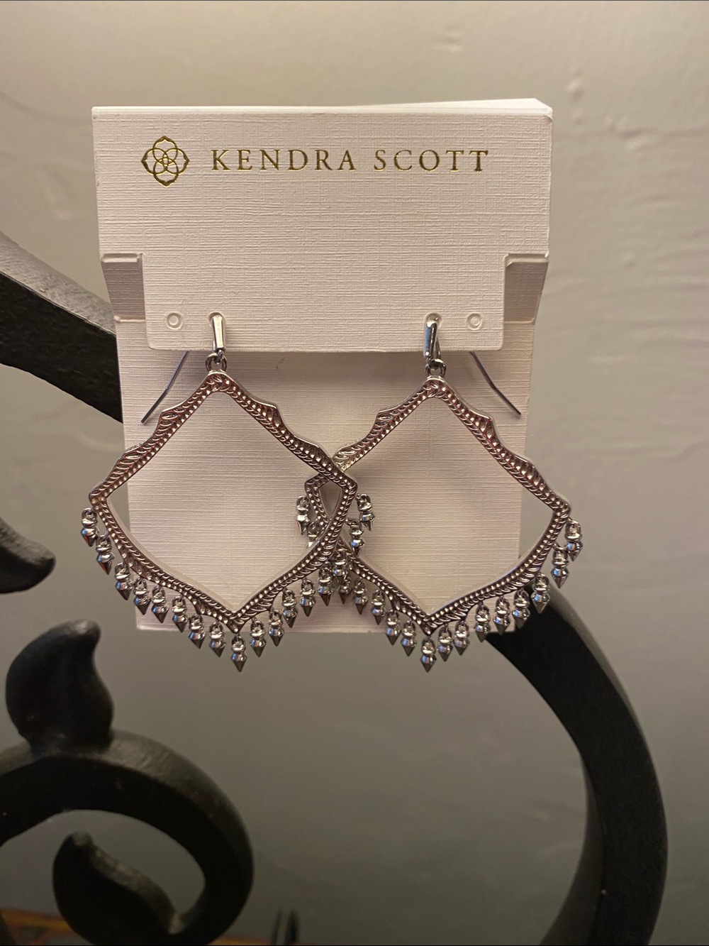 Kendra Scott Silver-Tone Dangle Earrings with Crystal-like Fringe